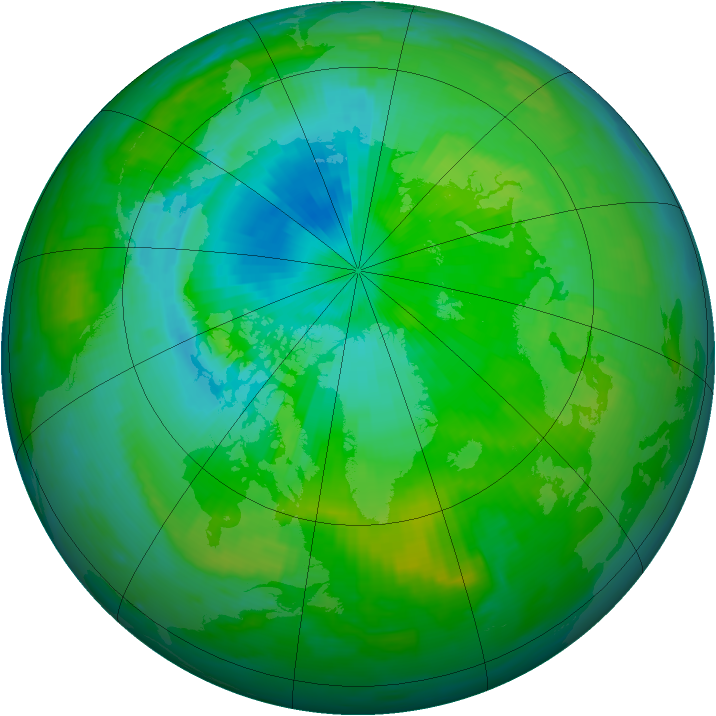 Arctic ozone map for 28 July 1997